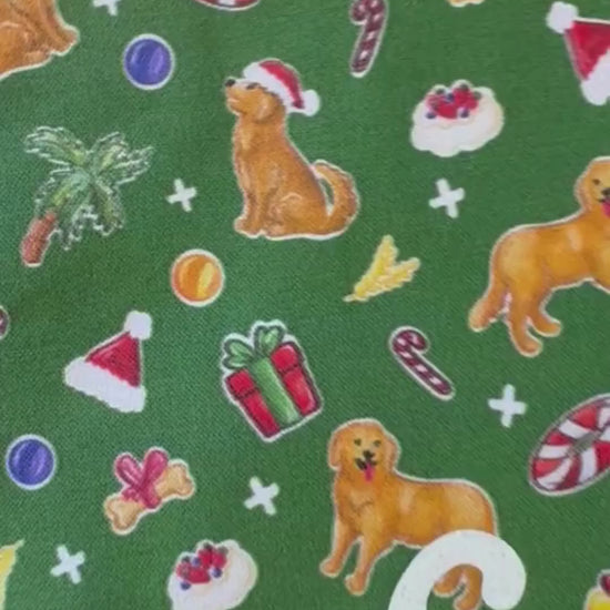 Golden retriever wearing christmas bandana - green unisex with cute golden retriever lollies